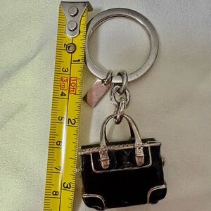 Coach Black and Silver Handbag Keychain